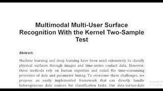 Multimodal Multi User Surface Recognition With the Kernel Two Sample Test [upl. by Adnauq215]