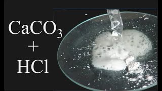 Reaction of CaCO3  HCl Calcium carbonate plus Hydrochloric acid [upl. by Hinkle]