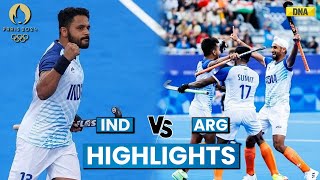 IND Vs ARG Hockey Highlights Harmanpreet Goal Helps India Draw Vs Argentina Paris Olympics 2024 [upl. by Adyan]