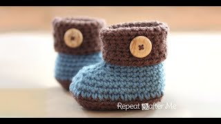 Crochet Cuffed Baby Booties Rounds 17 [upl. by Calder947]