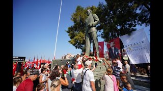 Ayvalık Belediye Başkanı Mesut Ergin Atatürk Anıtına saldırıyı kınadı AYVALIK [upl. by Anaigroeg]