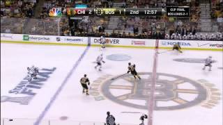 Jonathan Toews tip in goal 21 61913 Chicago Blackhawks vs Boston Bruins NHL Hockey [upl. by Adlig]