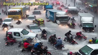 Mobility chaos and flooding in Colombia Hail storms north of Bogotá and La Calera [upl. by Arnuad]