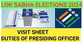 Visit Sheet Election  Duties of Presiding Officer  Lok Sabha Elections 2024 [upl. by Aratehs]