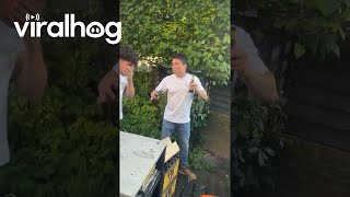 Clumsy Man Knocks Over BBQ Grill  ViralHog [upl. by Ahsotan]