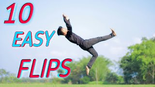 Best top 10 easy flips  How to start flips  Anyone can do it 🔥 [upl. by Naujet]