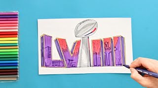 How to draw NFL Super Bowl LVIII Logo [upl. by Firahs]