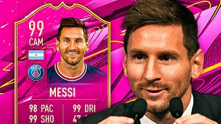 HES FINALLY HERE 🥳 99 FUTTIES MESSI PLAYER REVIEW  FIFA 21 Ultimate Team [upl. by Ellerahc998]