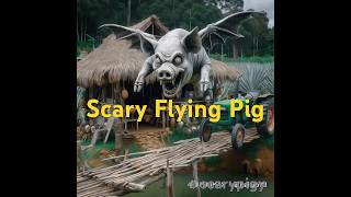 Scary Flying Pig Smashing Hut At Countryside With tractor backhoe monsterpig excavator 1088 [upl. by Anaujahs]