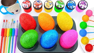 Satisfying Video l How To Make Rainbow Lollipop Candy Hearts From 6 Color EGGS Cutting ASMR [upl. by Anina]