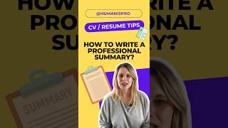 Write the Best Professional Summary for your CV cv resume cvtips resumetips cvwriting hrtips [upl. by Demeyer]