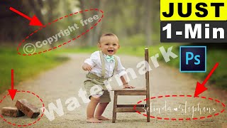 How to WATERMARK REMOVE from Photo for Beginners in 1Minute Photoshop [upl. by Nosittam]