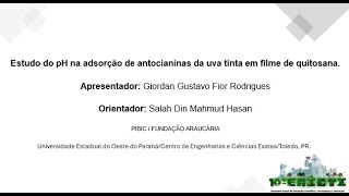 Estudo do pH na adsorção de antocianinas com filmes de quitosana  EAICTI 2024 [upl. by Reace]