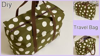 トラベルバッグ作り方 How To Make Simple Travel Bag  Easy Sewing Tutorials Diy [upl. by Saxon694]