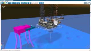 EIVA NaviSuite  Rig move and anchor handling  Online 3D visualisation of rig approach and jackup [upl. by Onurb]