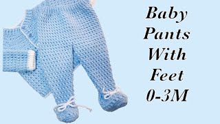 LEFT Handed Baby Boy Set How to crochet newborn baby pants with feet 06M Crochet for Baby172 [upl. by Player410]