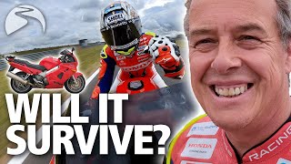 John McGuinness FLAT OUT on 100000 mile £500 bike Will it survive [upl. by Eelarac]