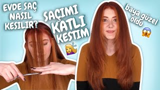 SAÇIMI KATLI KESİYORUM  Evde Katlı Saç Kesimi Nasıl Yapılır  Baya güzel oldu sonuç BENCE 💜💇🏼‍♀️ [upl. by Nawuq]