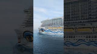 Classic CRUISE SHIP horn battle  Aida Nova and the Sky Princess  with a twist cruisecruiselife [upl. by Suinotna]