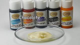 Colorantes para chocolate en gel liposolubles  Pintar chocolate blanco [upl. by Lessig]