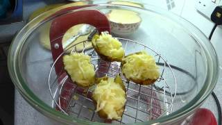 How to double twice bake jacket potatoes in the Halogen Oven Soooooo tasty [upl. by Ahsoyek]