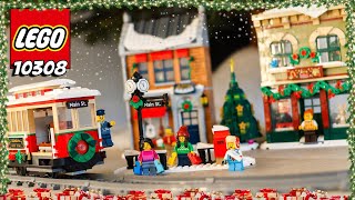 LEGO La Grande Rue Décorée pour les Fêtes HOLIDAY MAIN STREET Tram 10308 Winter Village Collection [upl. by Owena270]