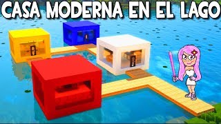 COMO HACER UNA CASA MODERNA EN EL LAGO EN MINECRAFT🏘TUTORIAL FÁCIL [upl. by Elsi]