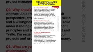 Project Manager Interview Questions and Answers [upl. by Jannel]