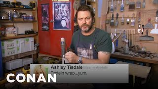 Nick Offerman Reads Tweets From Young Female Celebrities Vol 5  CONAN on TBS [upl. by Sevein234]