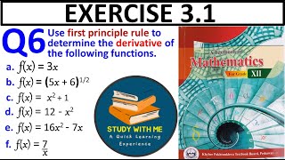 Exercise 31 Question 6 class 12 Maths KPK Book  Ex 31 Q No 6 First principle rule find derivative [upl. by Vogeley]