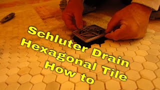 Installing Schluter drain with Hexagonal Mosaic Marble tile step by step schlutersystems [upl. by Tiossem]