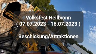 Volksfest Heilbronn  07072023  16072023   Beschickung  Attraktionen [upl. by Neersan]