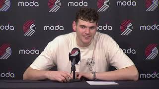 Donovan Clingan Postgame Interview  Portland Trail Blazers 106 Minnesota Timberwolves 98 [upl. by Hajidahk763]