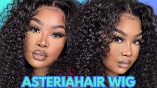 BEGINNER FRIENDLY CURLY FRONTAL WIG INSTALL DETAILED BABY HAIR TUTORIAL FT ASTERIA HAIR [upl. by Ahsenot]