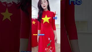 H8 Áo dài sao vàng đẹp mềm mại họa tiết hoa sen sắc nét aodaivn aodaisaovang aodai [upl. by Placia]