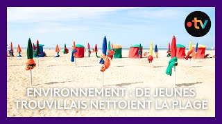 Le conseil municipal des jeunes de Trouville aide les bénévoles qui nettoient les plages de la ville [upl. by Dorsy]