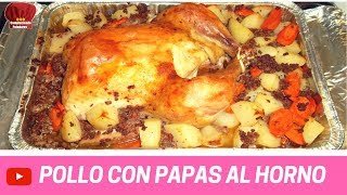 POLLO CON PAPAS AL HORNO RECETA COMPLACIENDO PALADARES [upl. by Yrellih]