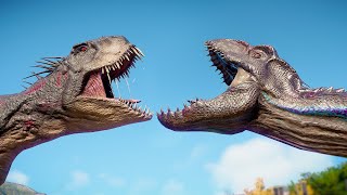 INDORAPTOR vs SCORPIOS REX vs TORO CARNOTAURUS  Jurassic World Evolution 2 [upl. by Lerat]