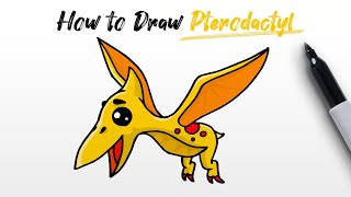 How to Draw a Pteranodon Pterodactyl flying dinosaur from Jurassic World Step by step [upl. by Enahpets]