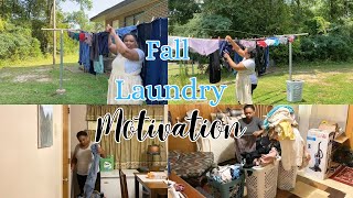 Fall Laundry Day Motivation  All Day Laundry  Line Dry Laundry No Dryer [upl. by Longmire]