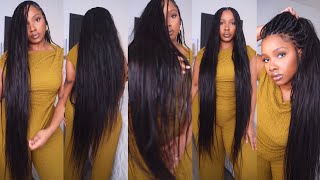 Wrap Braids  Using 30” 28” 26” Straight Human Hair Bundles  Y Wigs [upl. by Peedus867]