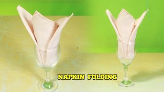 CARDINAL HAT TABLE NAPKIN FOLDING IN THE GLASS TUTORIAL [upl. by Axela]