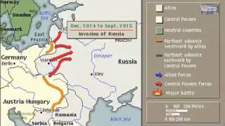 FIRST WORLD WAR EASTERN FRONT WORLD WAR I ANIMATION ON A MAP [upl. by Twitt]