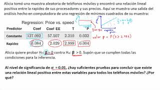 Hacer conclusiones para una prueba de hipótesis de la pendiente de regresión [upl. by Emorej]