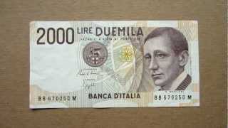 2000 Italian Lire Banknote Two Thousand Italian Lire  1990 Obverse and Reverse [upl. by Ntsud]