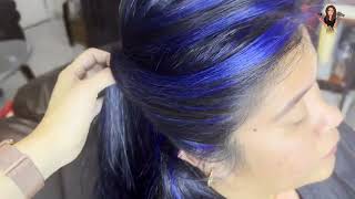 MECHAS EN COLOR AZUL FANTASIA CON BASE OSCURA beautybyluz highlights hairtutorial [upl. by Anitnauq465]