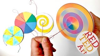 Easy Paper Spinners  STEAM Color Theory Paper Crafts [upl. by Tongue476]