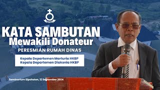 Kata Sambutan Mewakili Donateur Pembangunan Rumah Dinas Kadep Marturia amp Diakonia  Polin Sitorus [upl. by Lahsiv673]