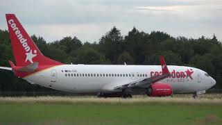 Corendon Airlines Europe B737800 Takeoff Groningen Airport Eelde [upl. by Scoter]