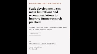 Scale development ten main limitations and recommendations to improve future researc  RTCLTV [upl. by Marler]